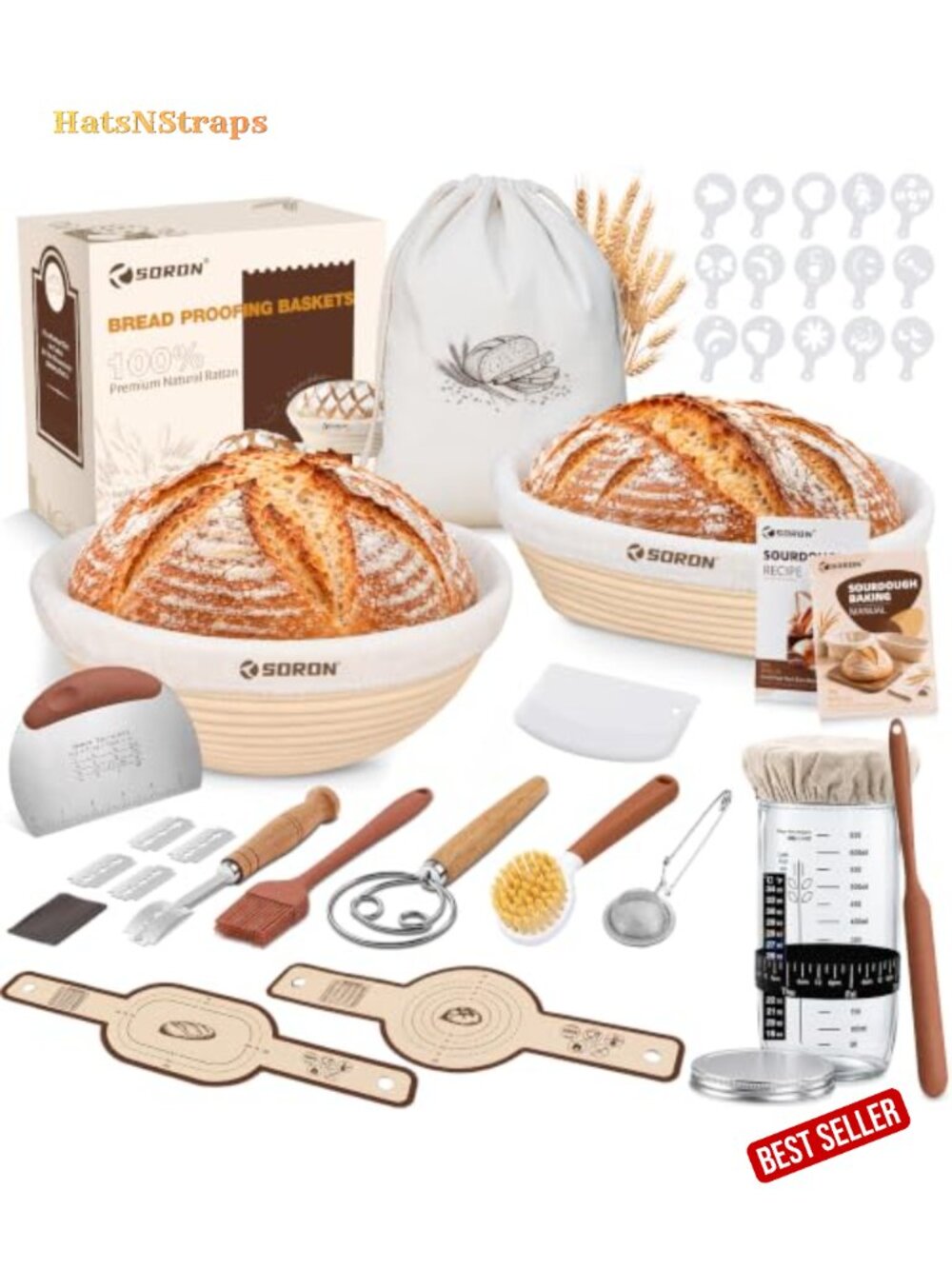 Sourdough Starter Kit Banneton Bread Proofing Basket Rattan
